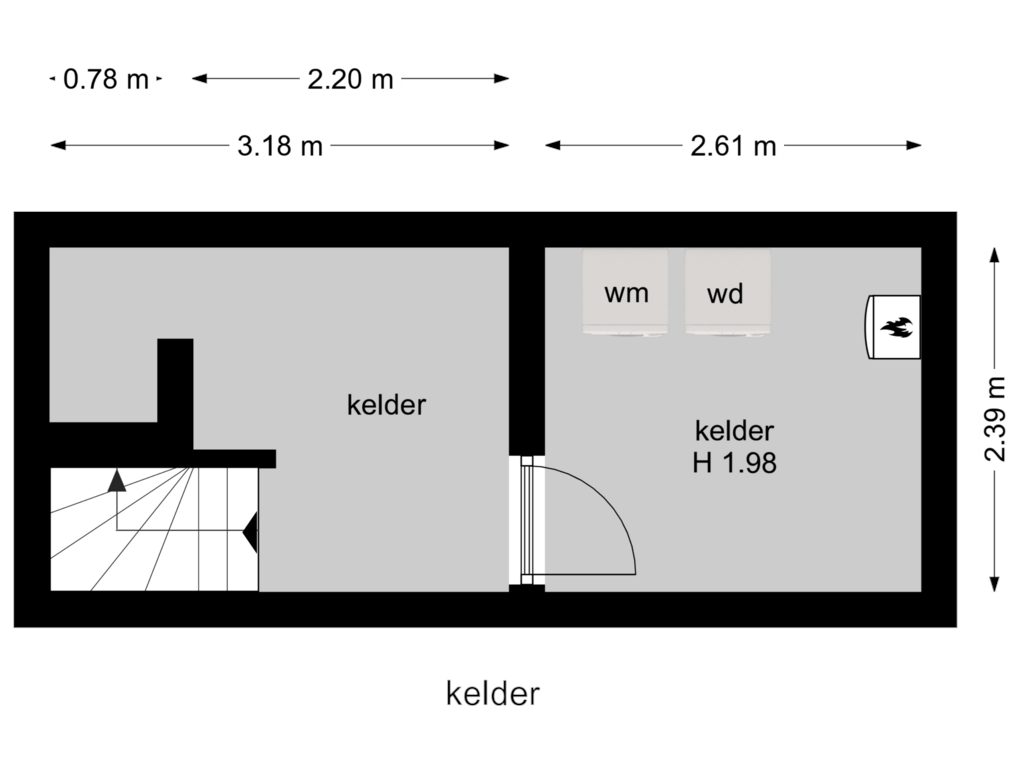 Bekijk plattegrond van kelder van Prinsenweg 7