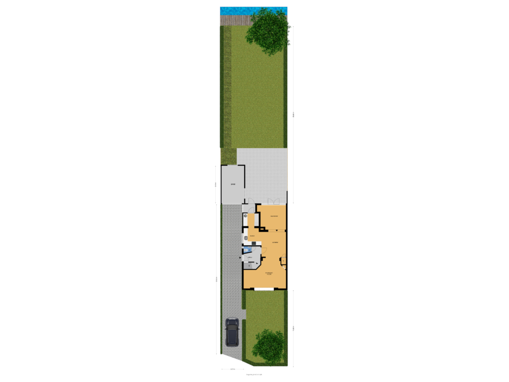 View floorplan of begane grond en tuin of Prinsenweg 7