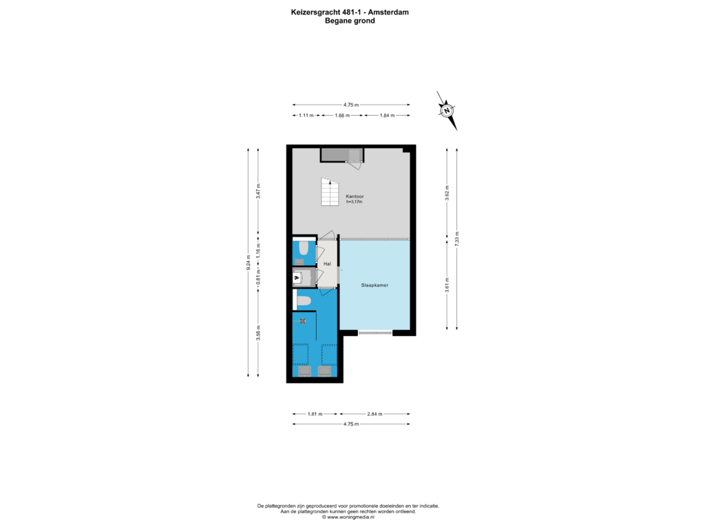 Bekijk plattegrond van Begane grond van Keizersgracht 481-1