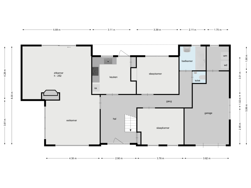 Bekijk plattegrond van begane grond van Brabantstraat 27