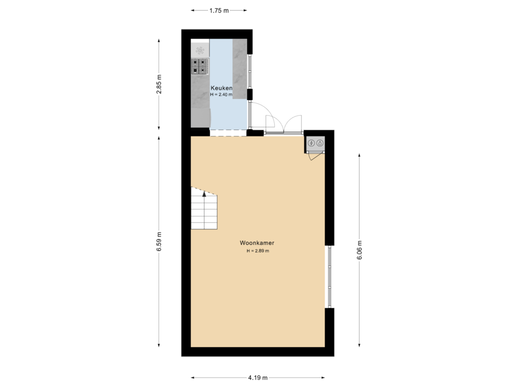 Bekijk plattegrond van Begane grond van Prins Hendrikstraat 55-30