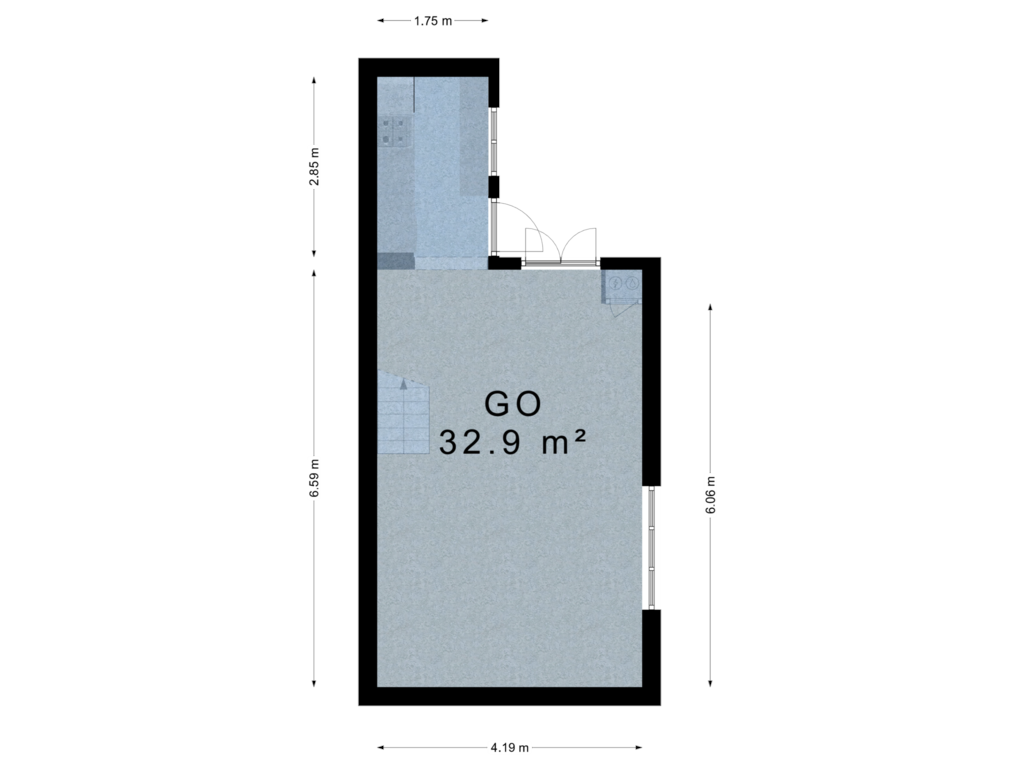 Bekijk plattegrond van Begane grond (copy) van Prins Hendrikstraat 55-30