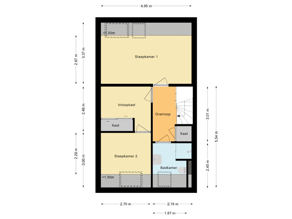 Bekijk plattegrond van Tweede woonlaag van Voorstraat 57-C