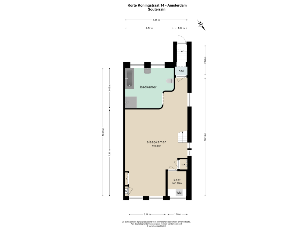 Bekijk plattegrond van SOUTERRAIN van Korte Koningsstraat 14-H