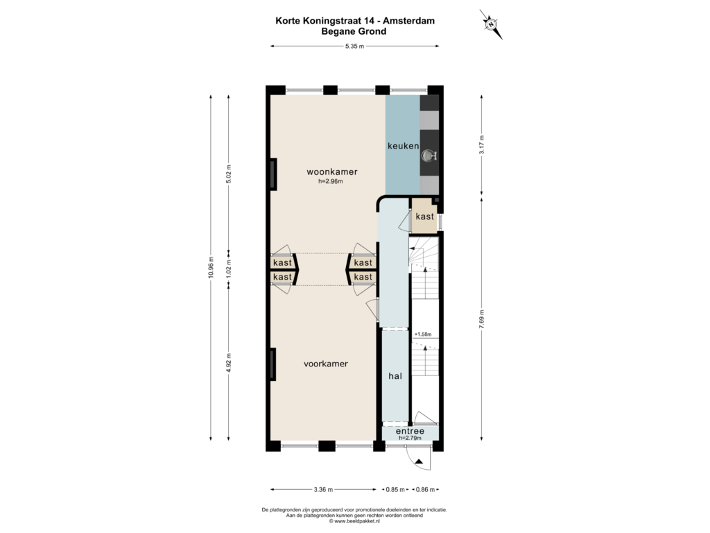 Bekijk plattegrond van BEGANE GROND van Korte Koningsstraat 14-H