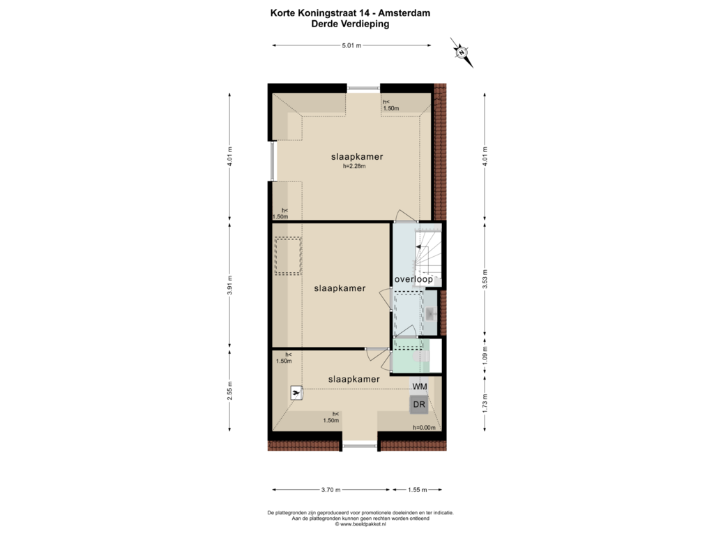 Bekijk plattegrond van DERDE VERDIEPING van Korte Koningsstraat 14-H