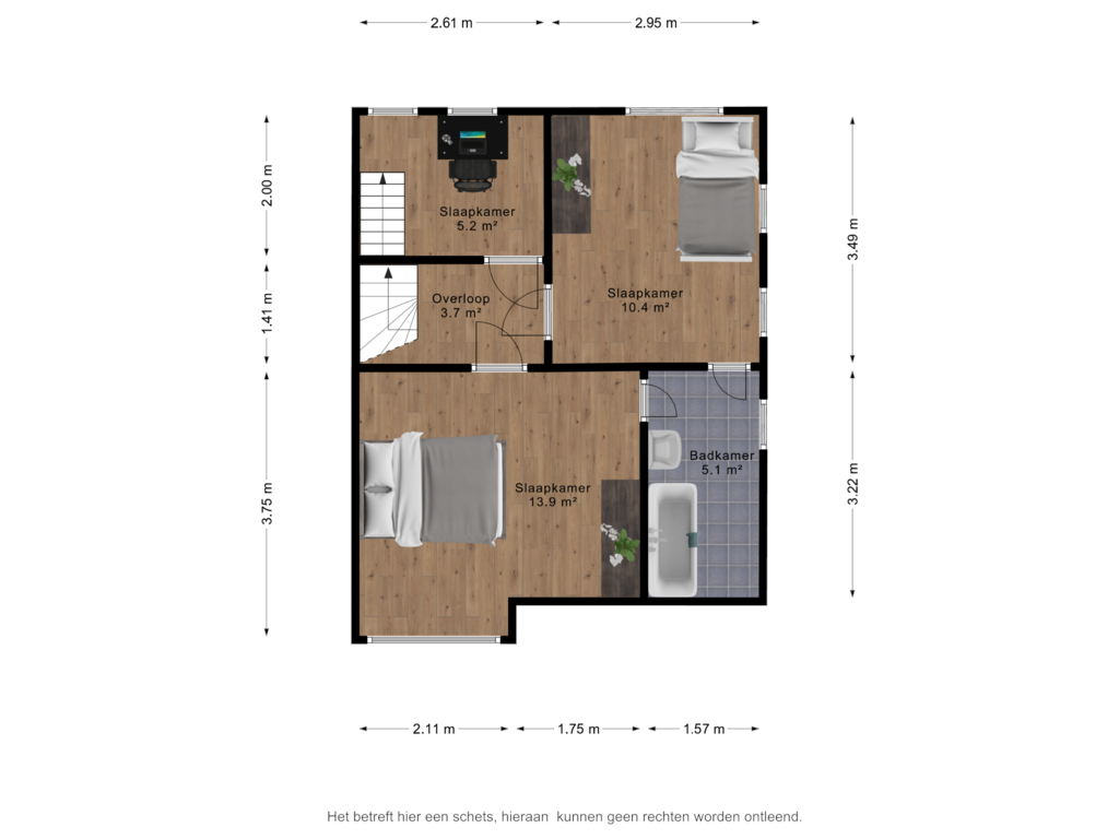 Bekijk plattegrond van 1e verdieping van St. Vitusholt 47