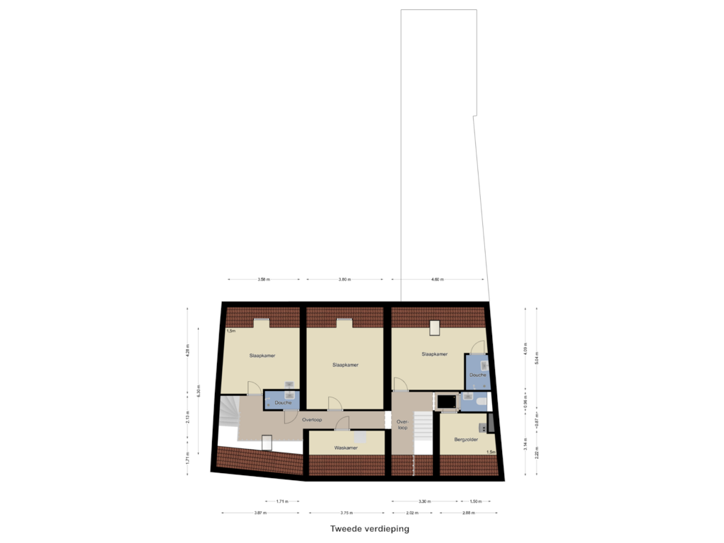 View floorplan of Tweede verdieping of Hoogstraat 20