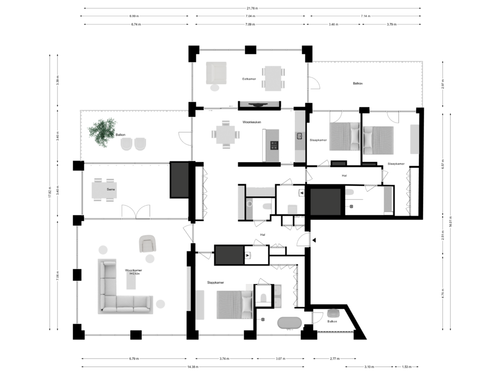 View floorplan of Appartement of Gustav Mahlerlaan 389