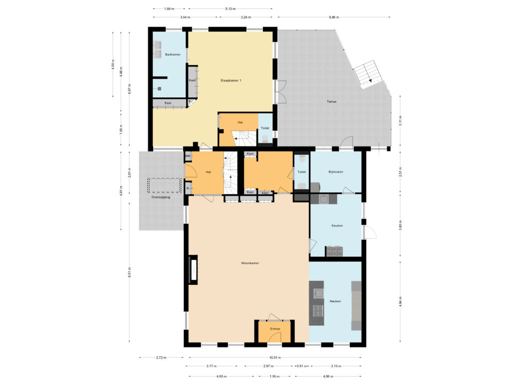 Bekijk plattegrond van Begane grond van Maasdijk 22