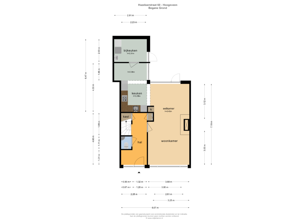 Bekijk plattegrond van BEGANE GROND van Hazelaarstraat 60