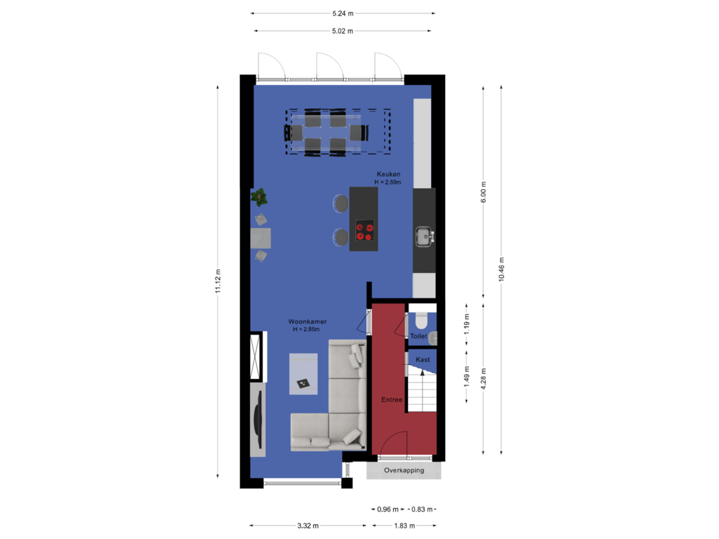 Bekijk plattegrond van Begane grond van Kalkoenstraat 32