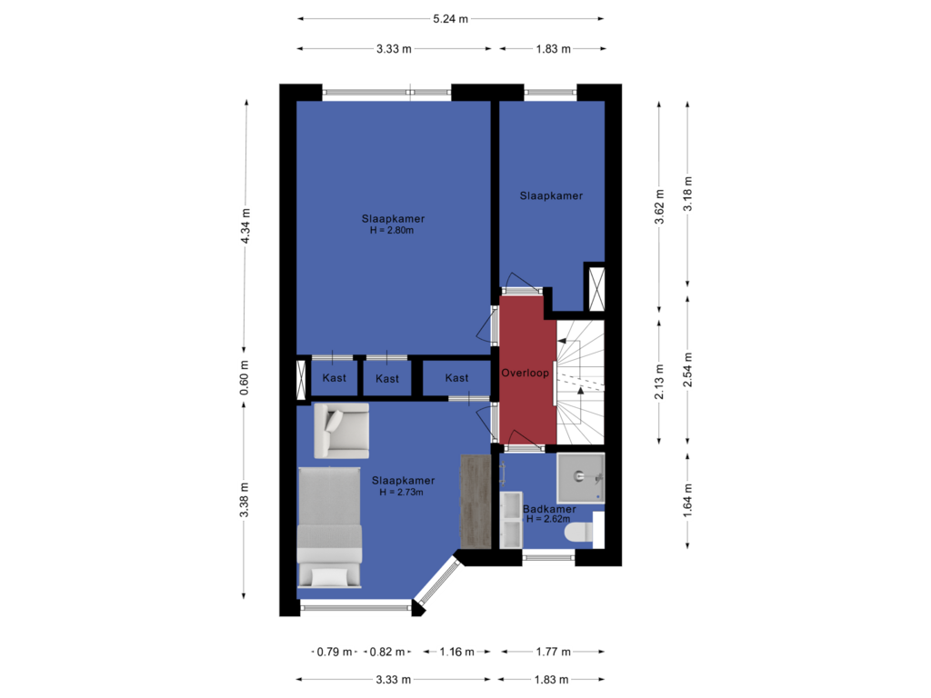 Bekijk plattegrond van Eerste verdieping van Kalkoenstraat 32