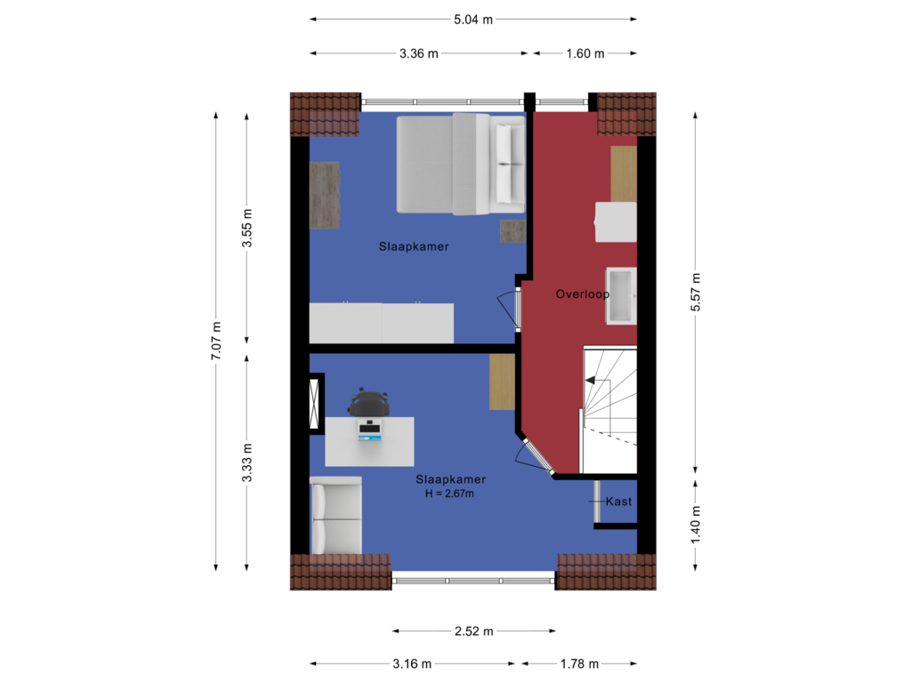 Bekijk plattegrond van Tweede verdieping van Kalkoenstraat 32