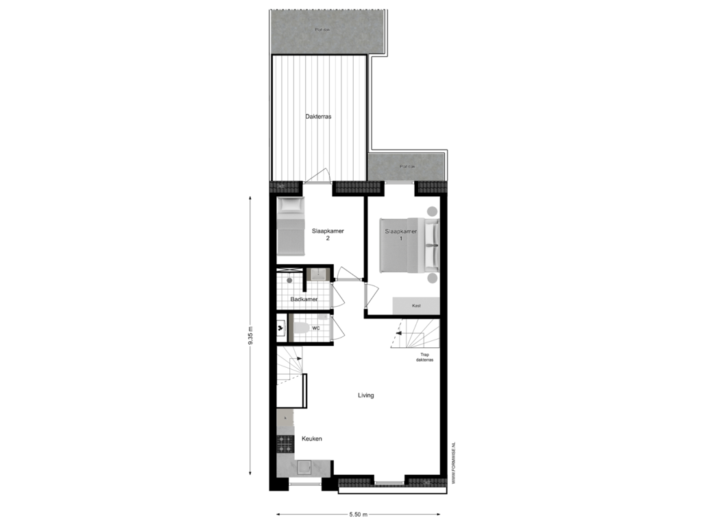 View floorplan of 4e VERDIEPING of Potgieterstraat 20-4