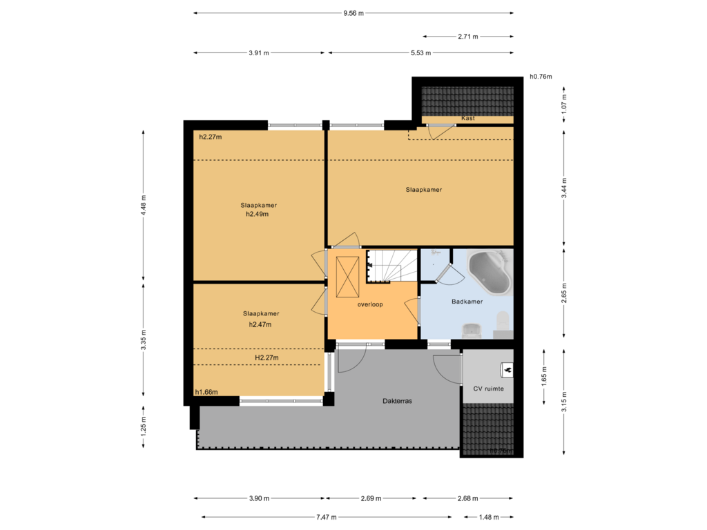 View floorplan of Eerste verdieping of Borgsche Rieten 38