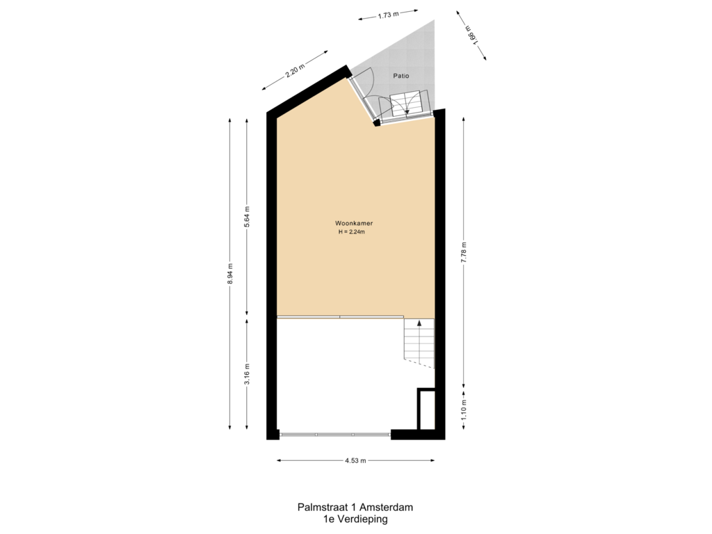 View floorplan of 1e Verdieping of Palmstraat 1