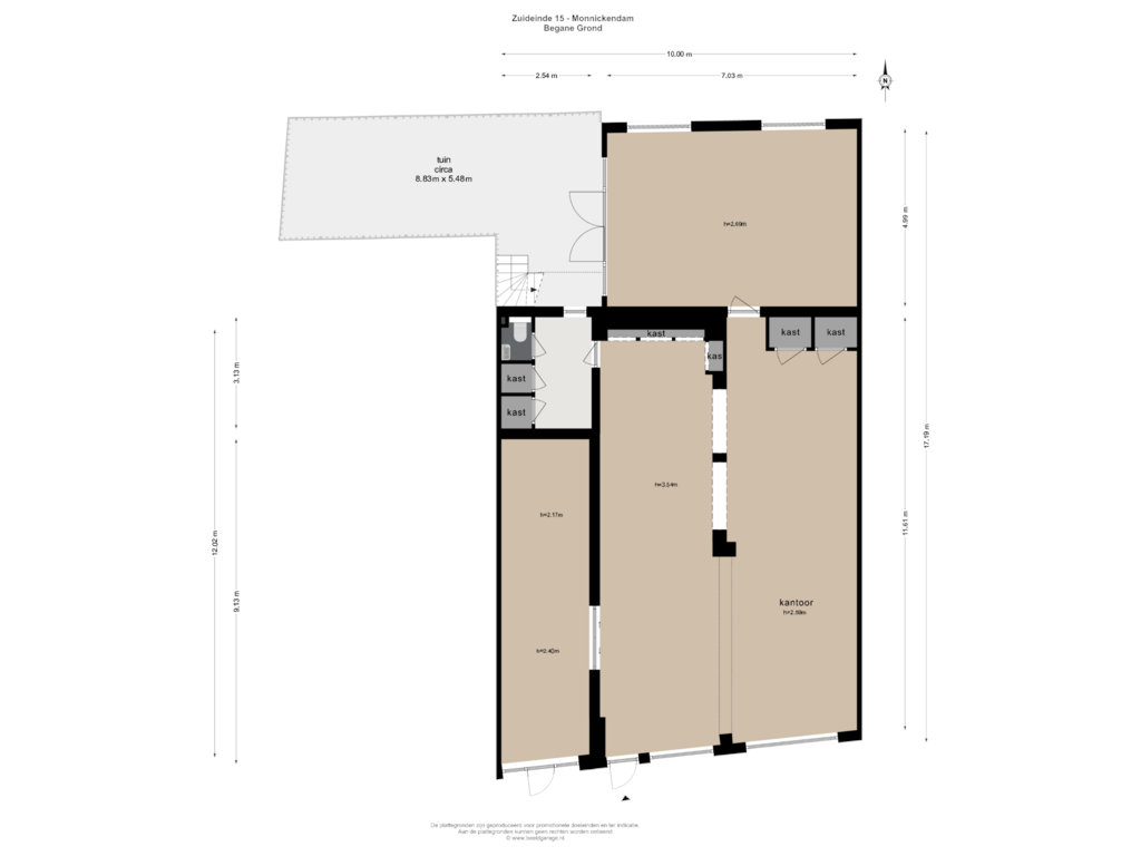 Bekijk plattegrond van BEGANE GROND van Zuideinde 15