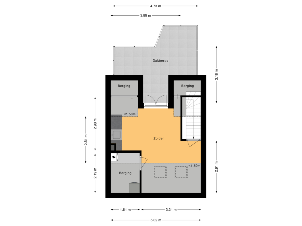 Bekijk plattegrond van Derde Woonlaag van Laplacestraat 76