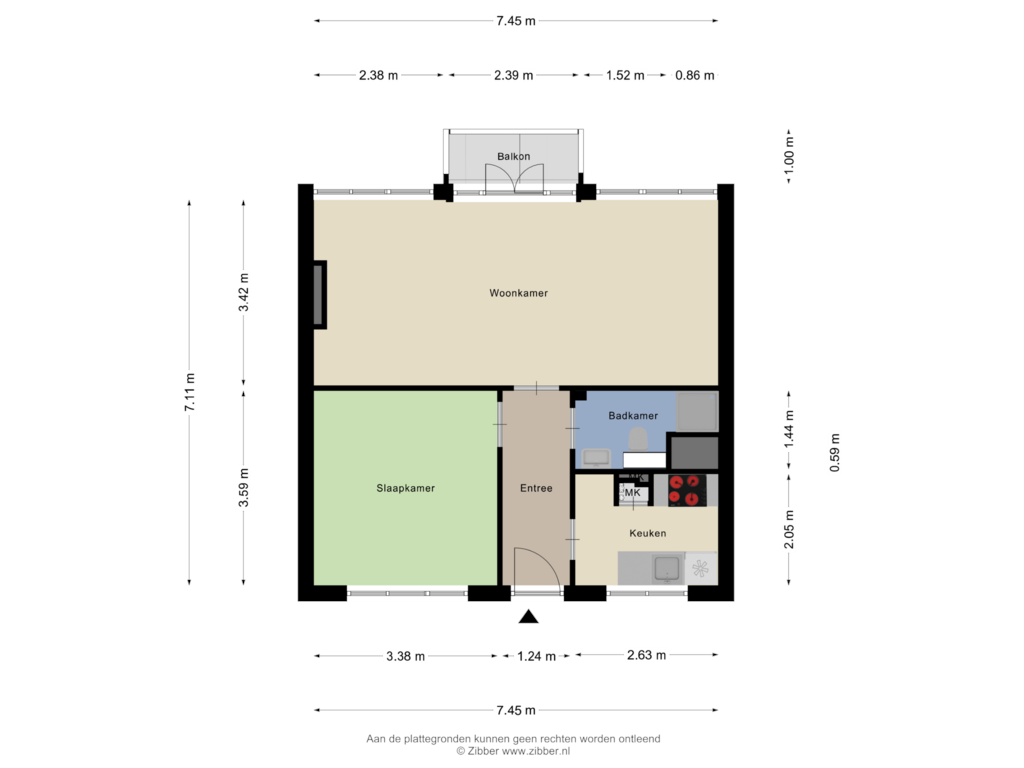 Bekijk plattegrond van Appartement van Koningsplein flat 116-C