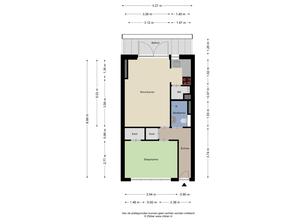 View floorplan of Appartement of Koningsplein flat 109-E