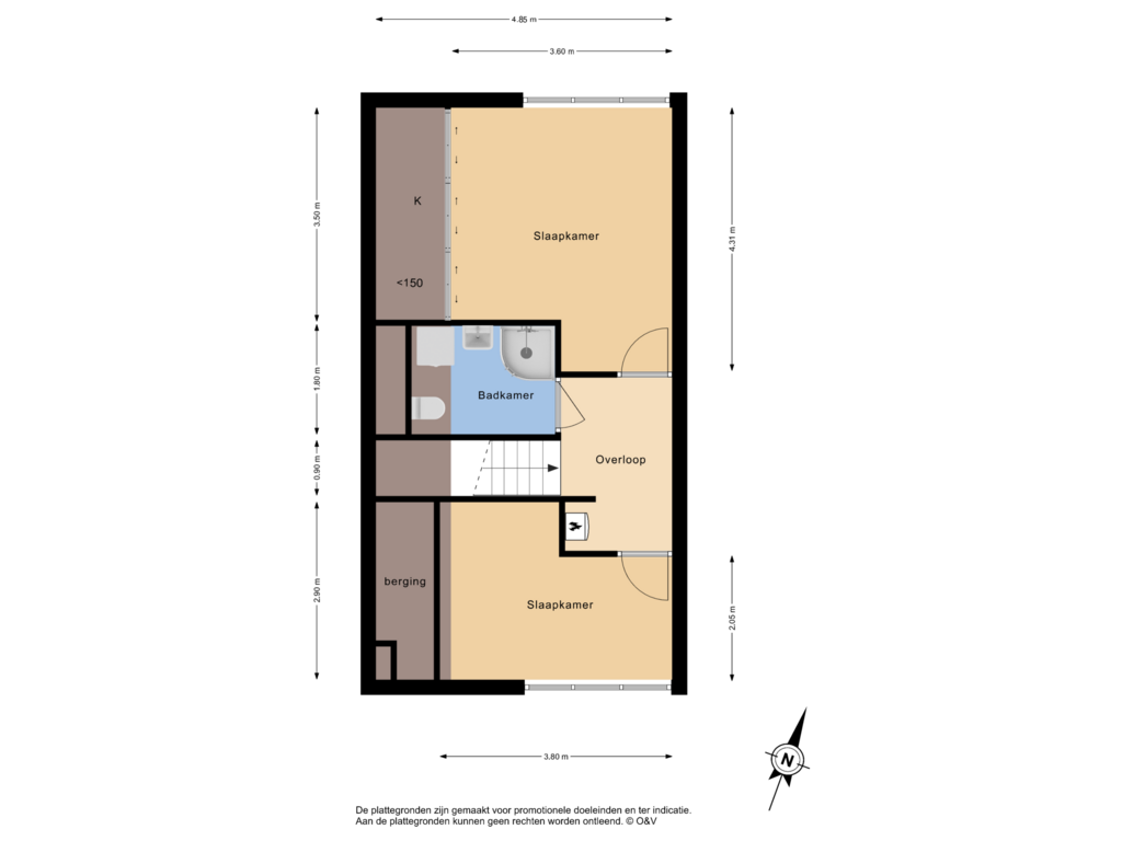 Bekijk plattegrond van 2e Verdieping van Torenstraat 9