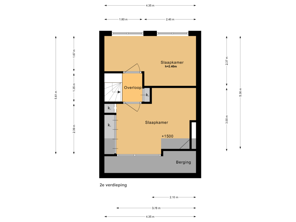 View floorplan of 2e verdieping of Meidoornstraat 16