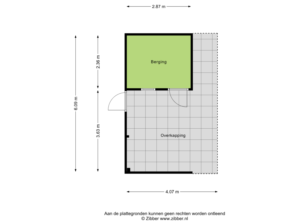 Bekijk plattegrond van Berging + overkapping van Lucernehof 82