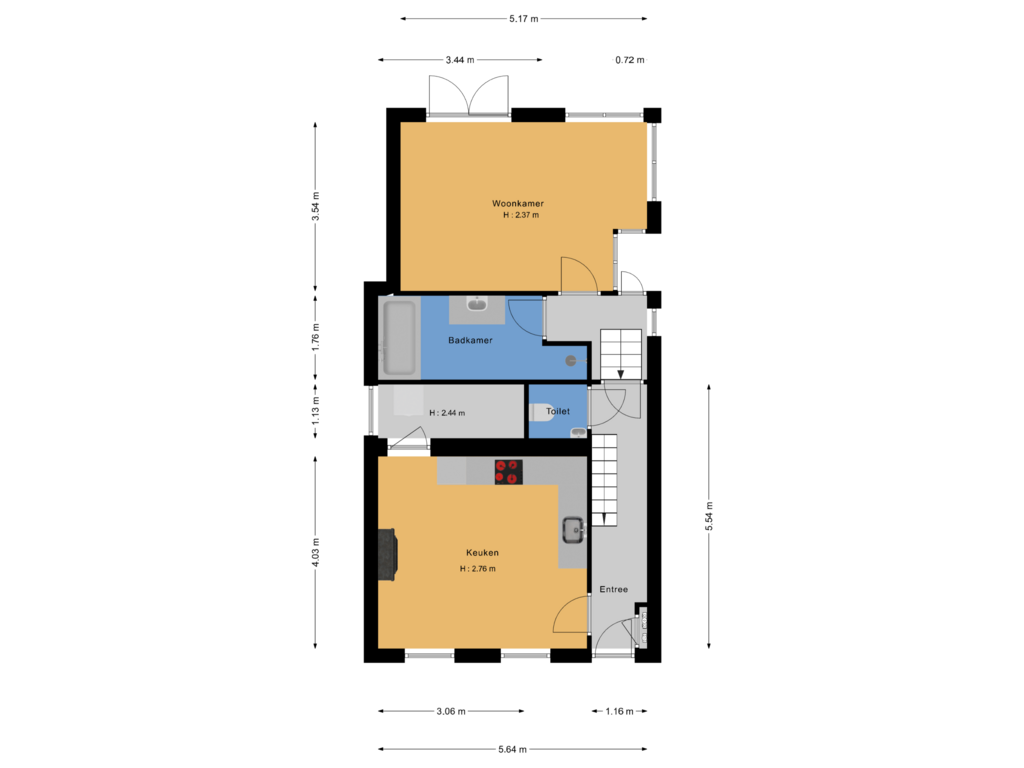 Bekijk plattegrond van Begane grond van Nieuwebildtdijk 46