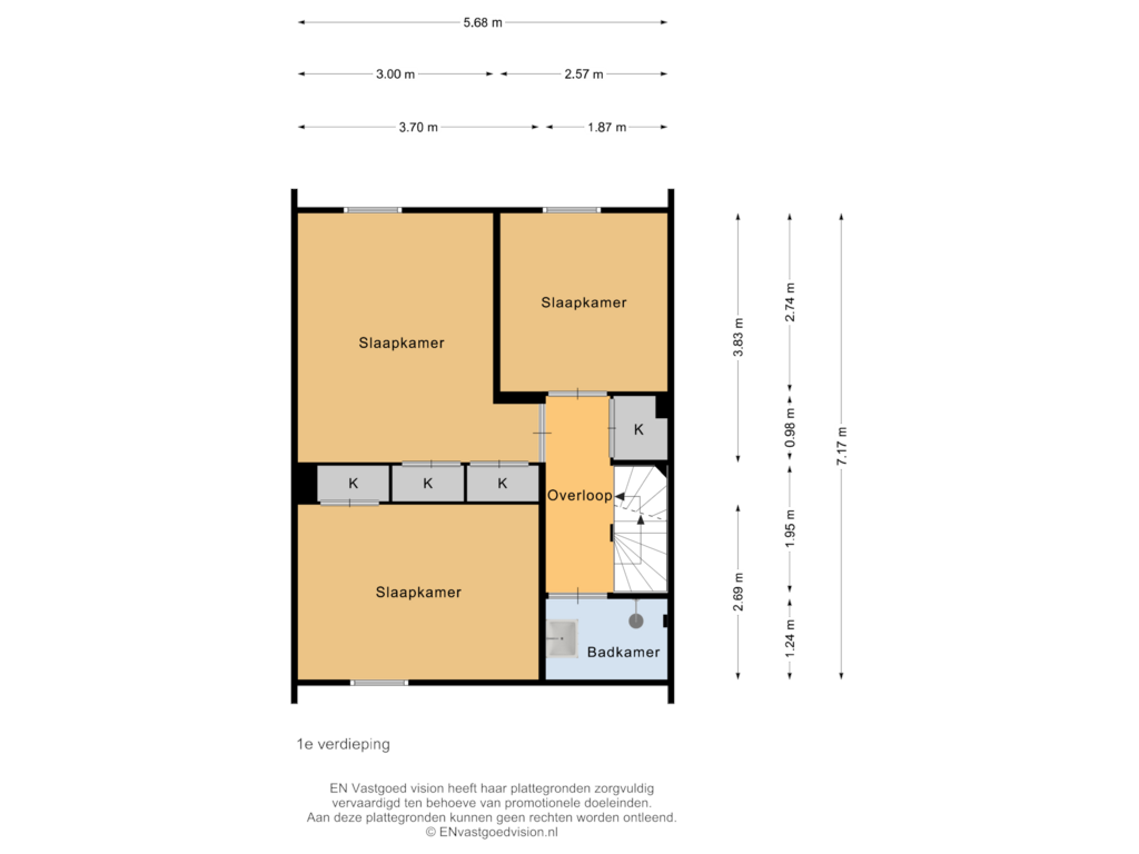 Bekijk plattegrond van 1e verdieping van Jacob van Ruijsdaelpad 7