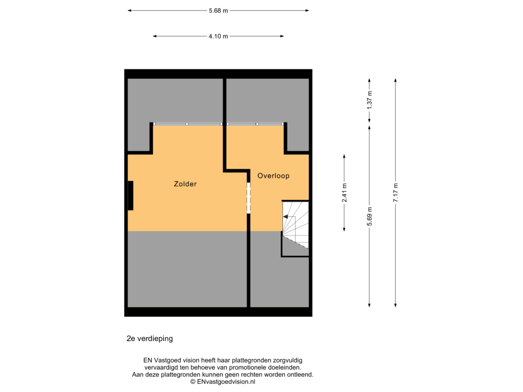 Bekijk plattegrond van 2e verdieping van Jacob van Ruijsdaelpad 7