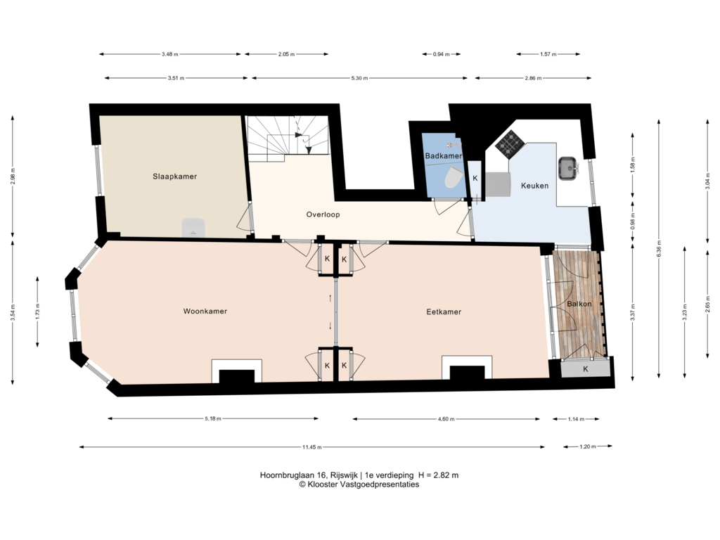 Bekijk plattegrond van 1e verdieping van Hoornbruglaan 16