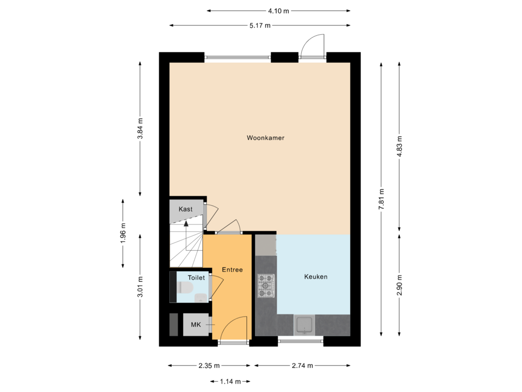 Bekijk plattegrond van Begane grond van Molenmakerslaan 73