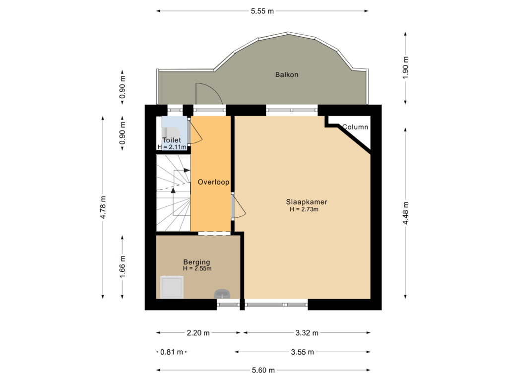 Bekijk plattegrond van Eerste verdieping van Nieuwravenstraat 1-BS