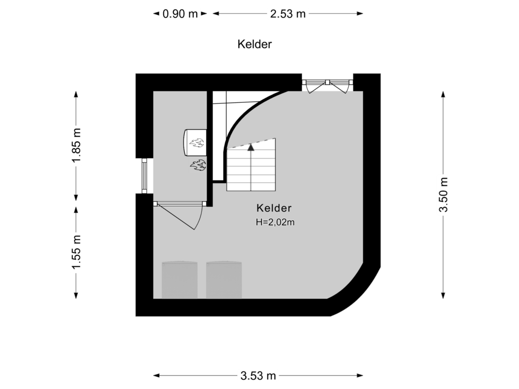 Bekijk plattegrond van Kelder van Sportlaan 359