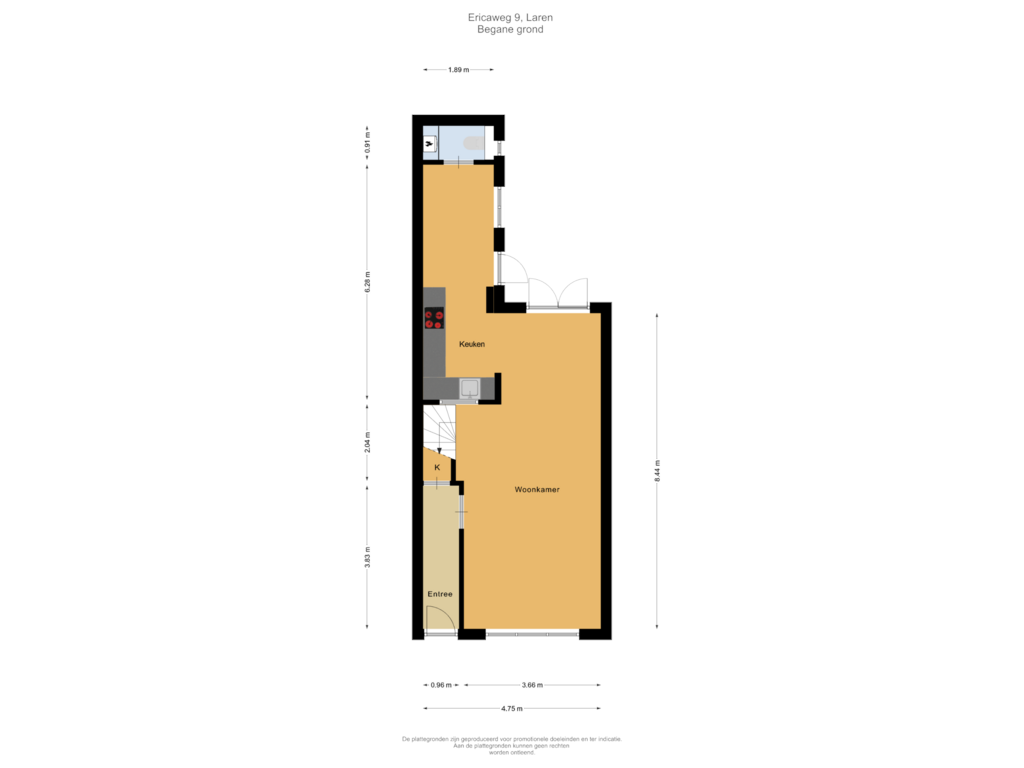 Bekijk plattegrond van Begane grond van Ericaweg 9