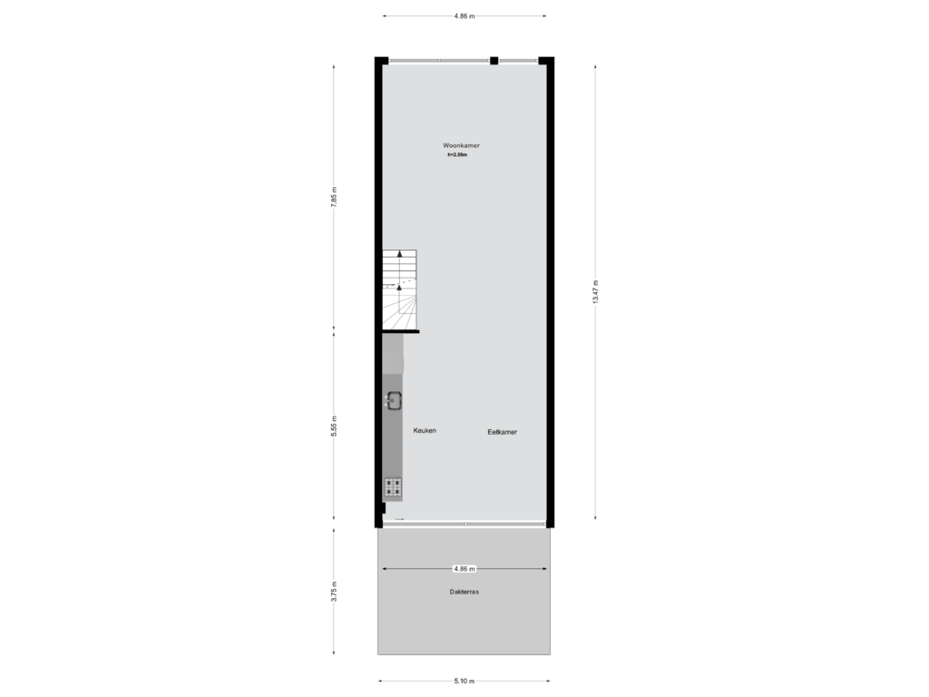 Bekijk plattegrond van 4e verdieping van Van Oldenbarneveldtstraat 54-F