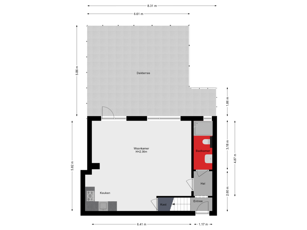 View floorplan of Eerste Woonlaag of Tollenstraat 20-B