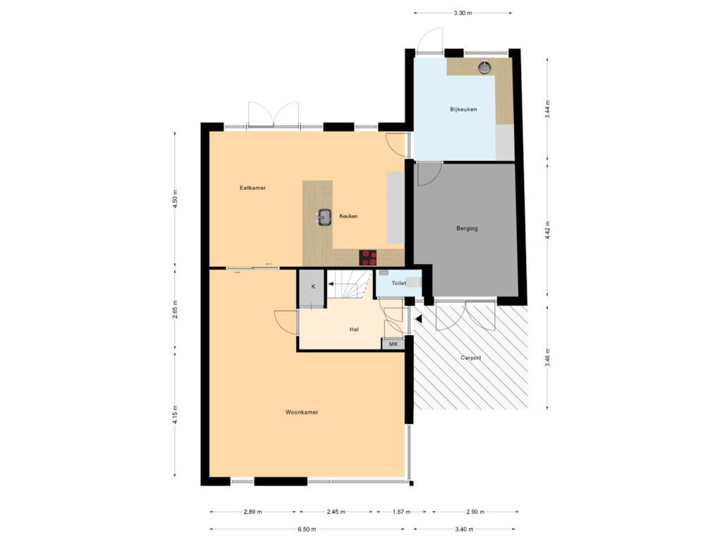 Bekijk plattegrond van Begane Grond van Vossenbeek 22