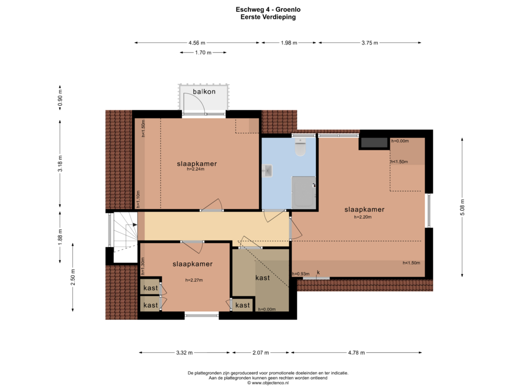 View floorplan of EERSTE VERDIEPING of Eschweg 4