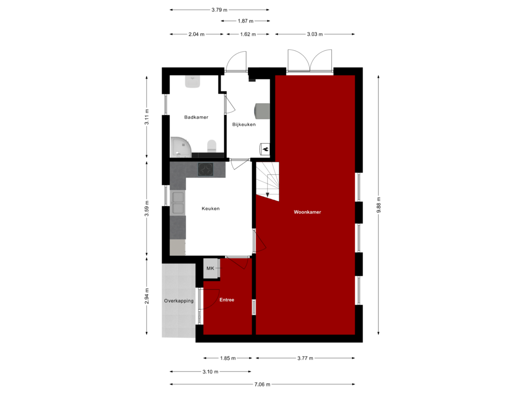 View floorplan of Begane Grond of Bergstraat 8