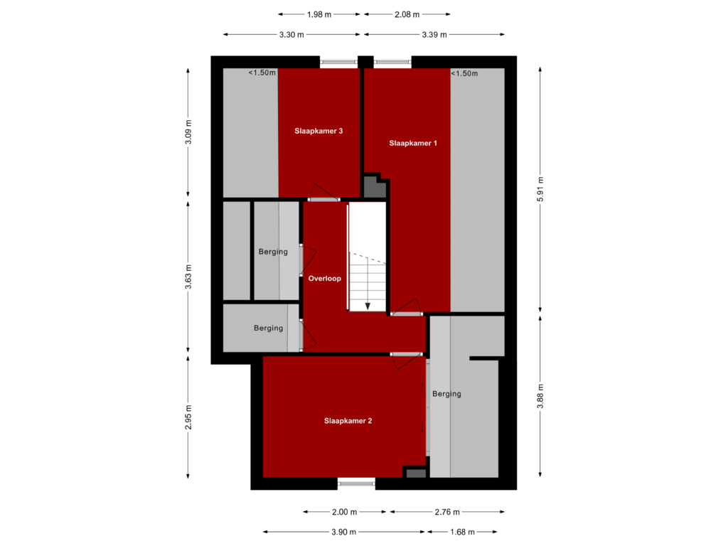 View floorplan of Eerste Verdieping of Bergstraat 8