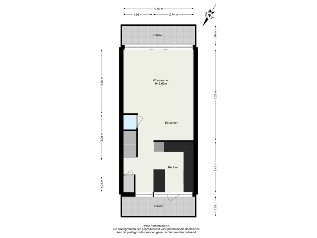 Bekijk plattegrond van Verdieping 1 van Prins Alexanderlaan 136