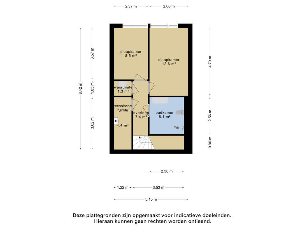 View floorplan of 1e verdieping of Madridstraat 37