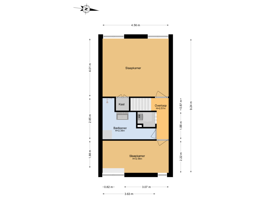 View floorplan of 2e Verdieping of Vondelweg 130