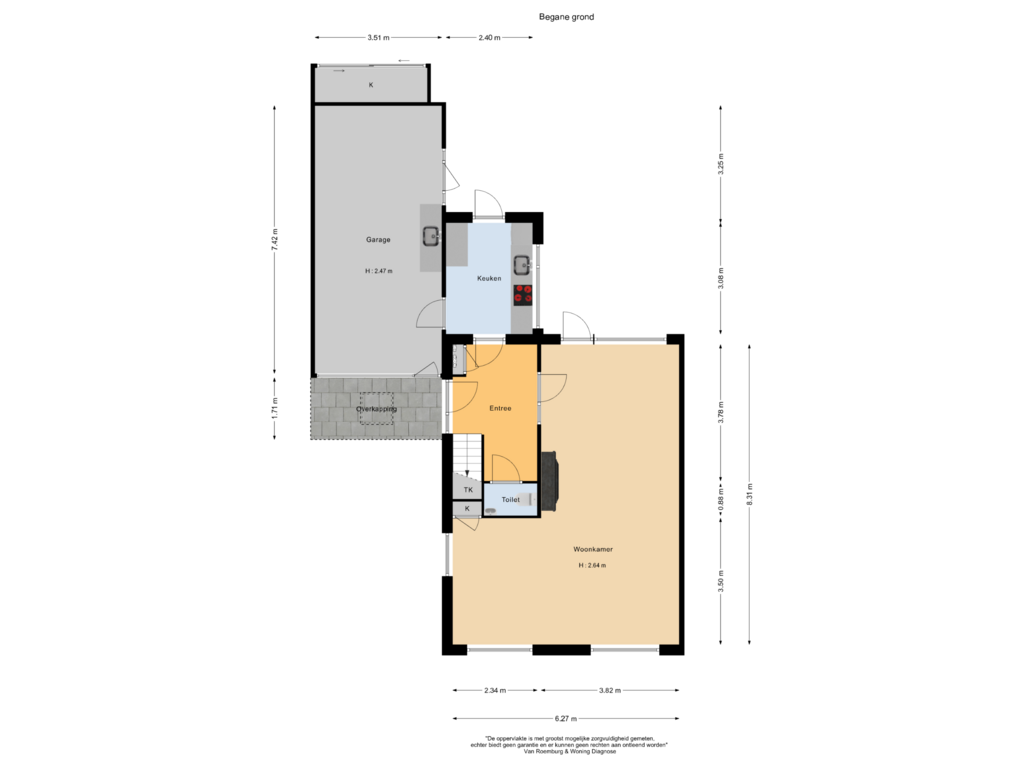 View floorplan of Begane grond of Burgemeester van Baaklaan 44