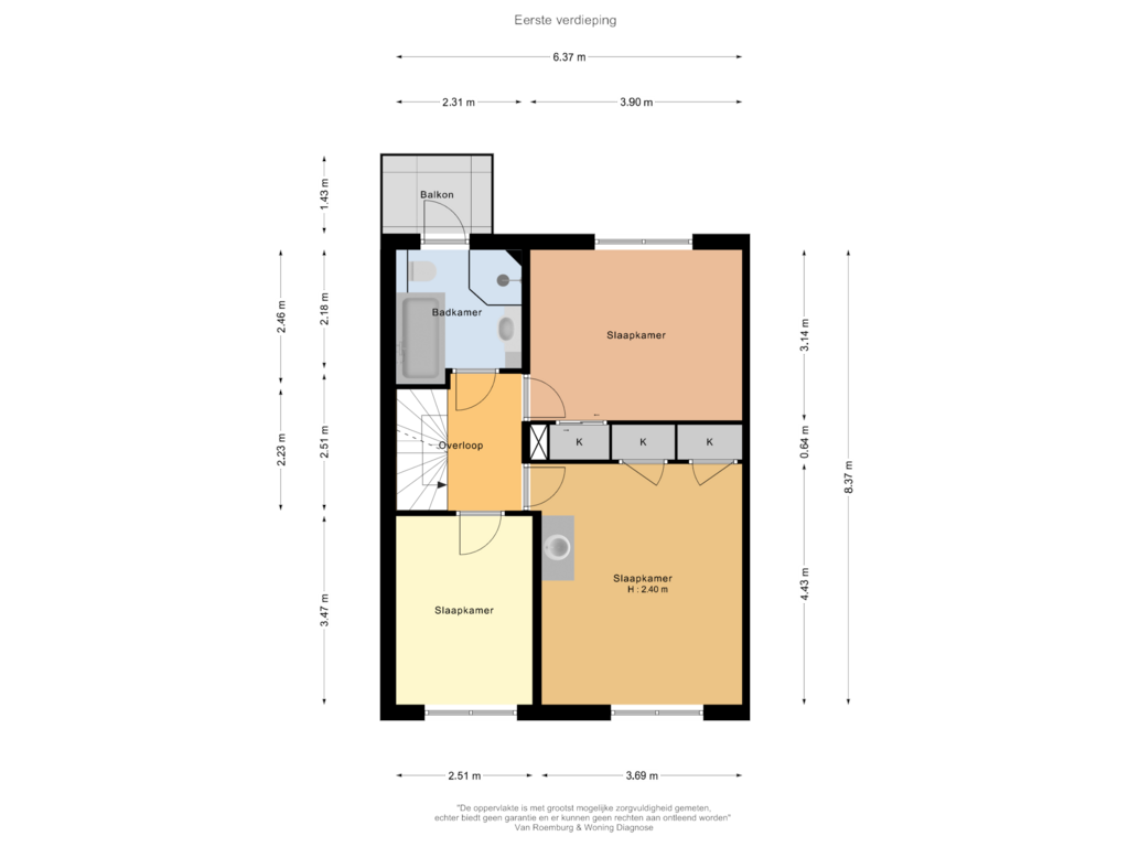 View floorplan of Eerste verdieping of Burgemeester van Baaklaan 44