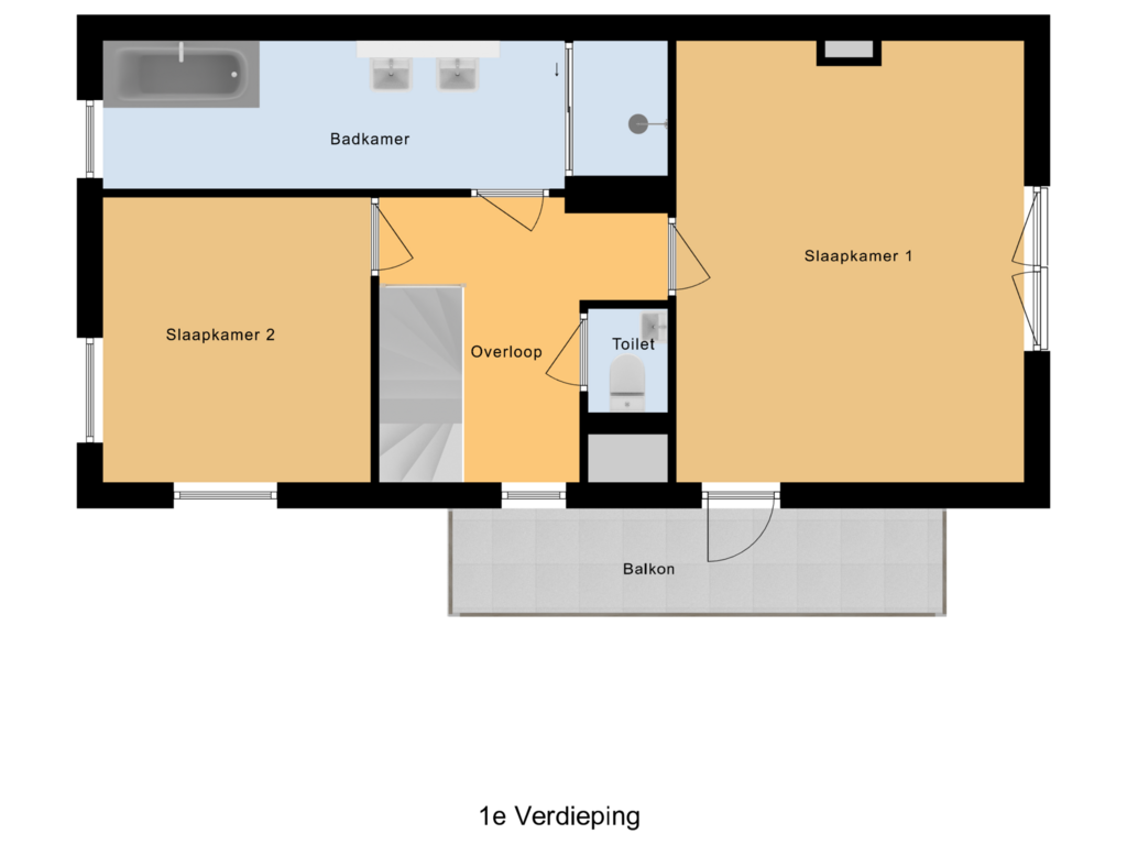 Bekijk plattegrond van 1e Verdieping van Steenbokstraat 2