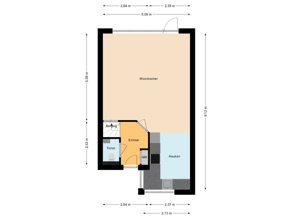 Bekijk plattegrond van Begane grond van Diamantstoep 23