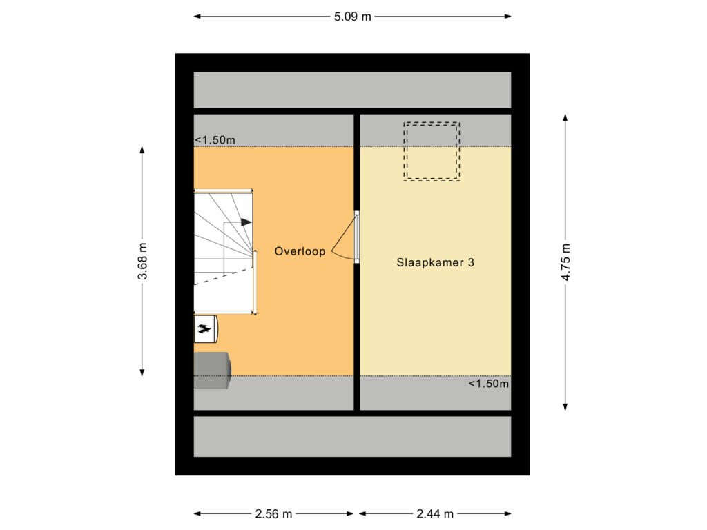 Bekijk plattegrond van Tweede verdieping van Diamantstoep 23